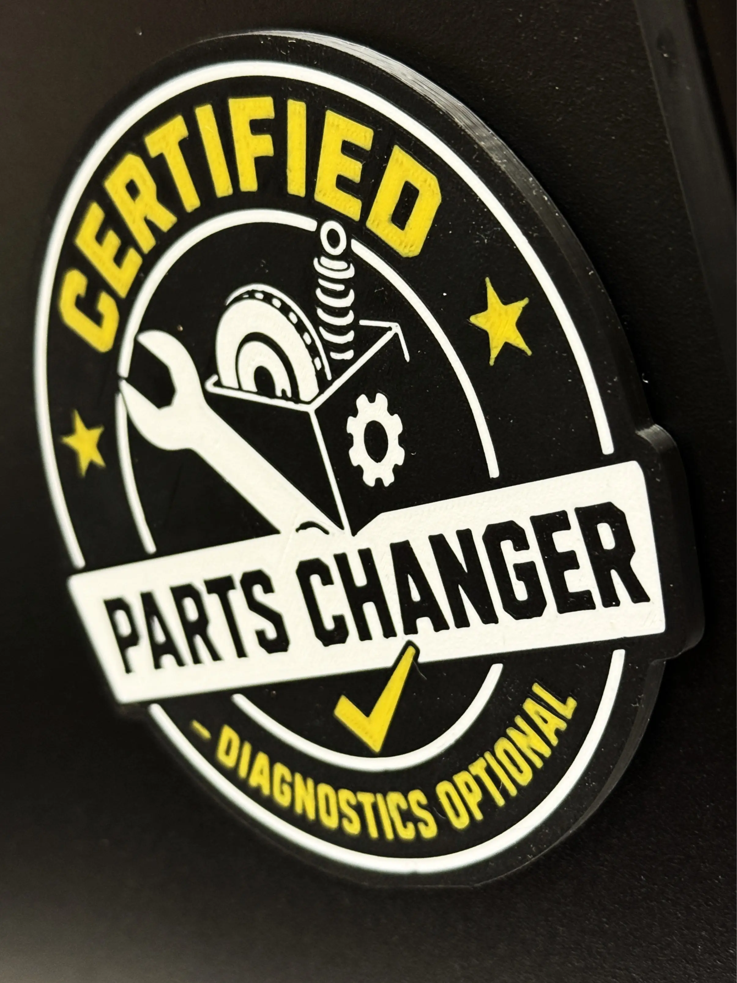 Certified Parts Changer Shop Gag Gift Magnet Durable 3D Print with Strong Flat Magnets Perfect Father's Day Gift for Metal Cabinet Toolbox Fridge Entry Door or Garage Decor dad gift humorous funny wall art sign novelty Eye Guy