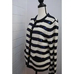 navy and white Vineyard Vines pinstripe cardigan, M