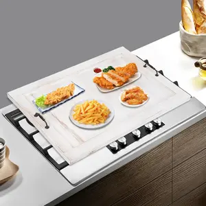 Wooden Stovetop Cover 30x21.4in, Pine Wood Stove Cover with Handles, Multi-Functional Noodle Board for Gas and Electric Stove, Stove Top Cutting Board (White) Kitchen Knives Chopping Black