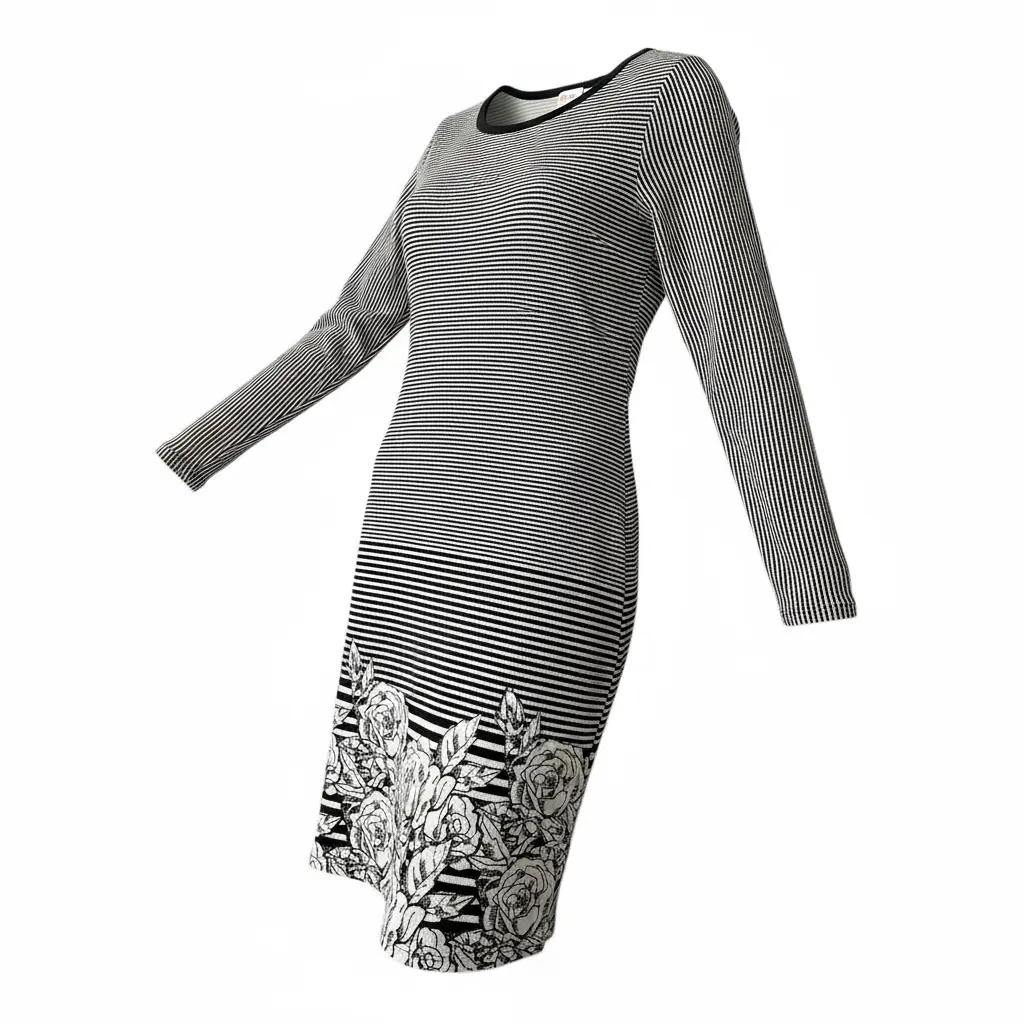 LuLaRoe Women's Debbie Dress, Elegant Long Sleeve Bodycon with Rose Print, Mid-Length Spandex Blend for Casual Wear, 20" Chest, Day, Longsleeves, Accessory, Piece, Classic Silhouette, Final Sale, Sheath Dress