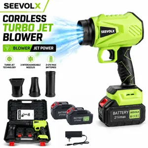 【SummerVibes】SEEVOLX Turbo Jet 21V MAX Cordless Handheld Blower with Long Lasting Dual Batteries and 3 Nozzles, Ideal for Cleaning Cars, Garage, Garden, Boats, Motorhomes, and Everyday Outdoor Tasks