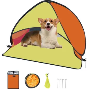 Beach Tent for  Pet Shade Pop Up Portable Mini  Sun Shelters Canopy for Camping Outdoor Hiking Picnic Windproof  with Tent Nails Phone Stand for Puppy  Small (Yellow orange)