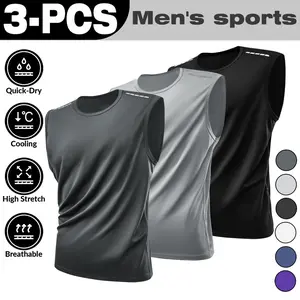 3PCS, Men's Sports Vest 3-Pack Breathable ComfortableQuick-Dry Cooling High Stretch Multi-color OptionalSeamless Men's Compression Tank Tops tiktok shop deals summer clothes gifts for him