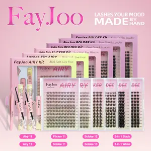 FayJoo All Style Eyelash Extension Sets Full Collection | Ultra-Lightweight, Invisible Band, Bare Look, Long-Lasting & Beginner-Friendly | Daily Commute/Makeup Must-Have/ DIY No-Makeup Look Essential