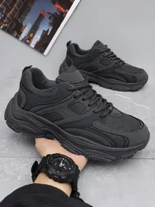 Men's Work Commute Shoes, Anti-Slip Wear-Resistant Running Sports Dad Sneakers, Thick Sole Low Top All Seasons