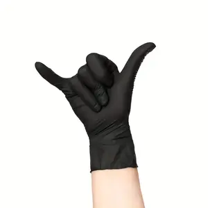 50 Pairs Of Black Disposable Pure Nitrile Gloves - Durable, Waterproof, High-quality, Suitable for Kitchen, Tattoo Artists, Home Cleaning, Car Care - Disposable Protective Gloves, Cleaning Gloves | Textured | Durable Nitrile Disposable Gloves