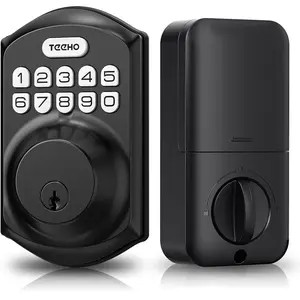 TECHNO Keyless Entry Door Lock with Keypad Smart Deadbolt Lock for Front Door with 2 Keys Auto Lock Easy Installation Matte Black