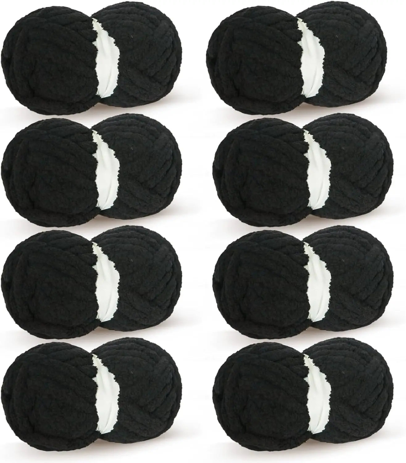 Black Chunky Chenille Yarn for Crocheting Bulky Thick Fluffy Yarn for Knitting,Super Bulky Hand Blanket, Soft Plush Yarn Crochet Carpet/Scarf/Cushion/ 8  Pack(63.76oz/197.68yd