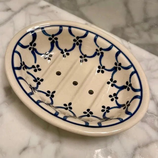 Hand-painted Polish Floral Ceramic Soap Dish - Light Floral