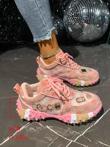 Fashion Dad Shoes for Women, New Mesh Breathable Thick Sole Height-Boosting Casual Sports Shoes, Cute Style, All over Print