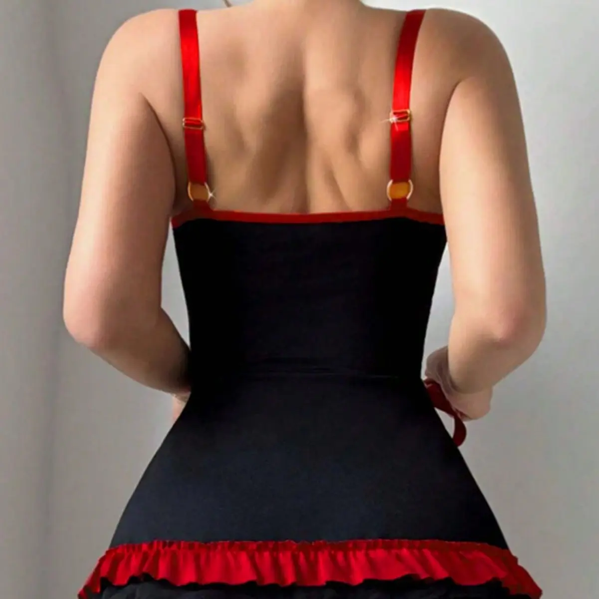 Sexy Black and Red Lingerie Set, Nurse Role-playing Uniform, Cute Bow  Ruffle Decoration, Adjustable Strap Design, Close-fitting and Comfortable -  TikTok Shop
