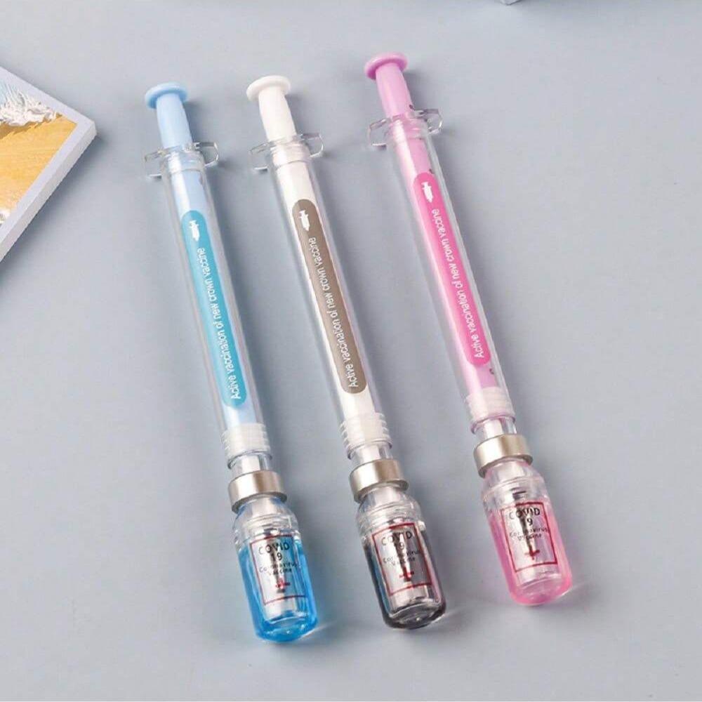 Creative Syringe-Shaped Gel Pen, 3 Counts Portable 0.5mm Multi-purpose Writing Pen, Modern Funny Writing Pen, Unique Pens for Students Office Workers, Writing Markers Supplies, Office Stationery & Supplies