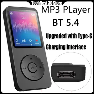 Portable MP3 Player 1.8 Inch Walkmen Type-C Bluetooth 5.4 Compatible E-Books Recording Sports MP4 FM Radio Music Player