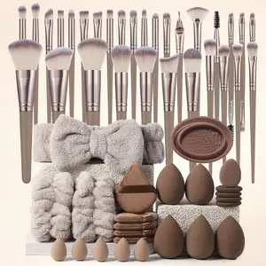 Professional Makeup Tool Set, 20/55pcs Cosmetic Brushes, Sponges, Puffs, Headbands, Cleaning Bowls, Multi-Use Facial Makeup Kit