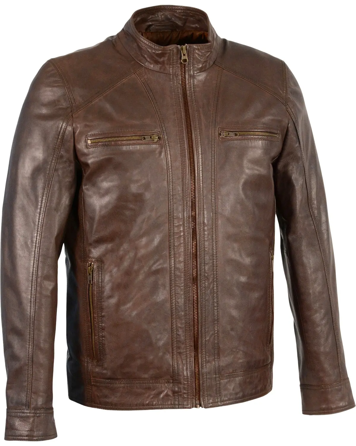 Milwaukee Leather Men's Men'S Sheepskin Moto Jacket 5X - Sfm1860-Broken Brown-5X
