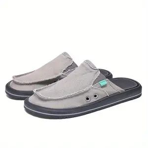 55 Half-Slip-On Casual Canvas Shoes - Cross-Border Plus-Size Men's Half-Slip-On Canvas Shoes!Made of Breathable Canvas Material, These Shoes Feature Easy Slip-on Wear and Removal, with an Ultra-lightweight, Non-slip Sole for Excellent Stability.
