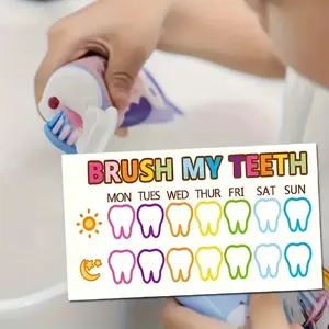 20/50pcs Brush My Teeth Record Card, Reward Cards, Educational Toothbrushing Chart, Weekly Tracking, Fun Care Incentive, Oral Health Reminders, Dental Hygiene