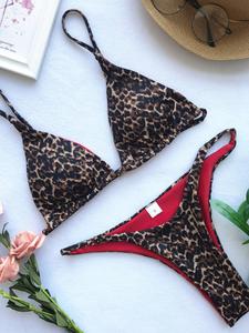 women's leopard print bikini set, casual swim bra & swim panty, swimsuit for beach holiday vacation, bikinis sets