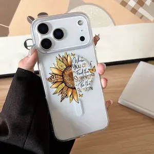 Suitable for iPhone 17 Shockproof, Magnetic, Anti-Yellowing, Anti-Scratch, Anti-Fingerprint, Heat Dissipation Acrylic Clear Phone Case with Sunflower Pattern Print for iPhone 17/17 Pro/17 Pro Max/17 Air/16e/16 Pro Max/16 Pro/16/15/14/13/12/11 CX1,