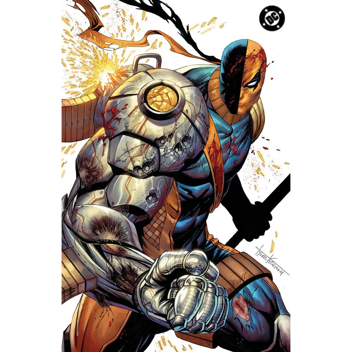 ABSOLUTE BATMAN #21 TYLER KIRKHAM EXCLUSIVE BATTLE DAMAGED DEATHSTROKE VIRGIN VAR (06/17/2026)