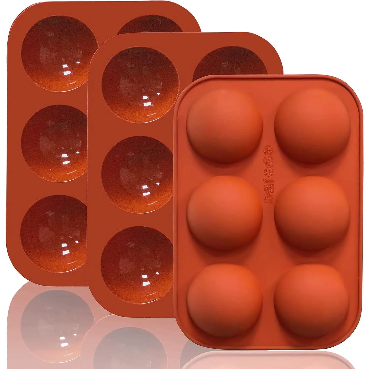 6 Holes Medium Semi Sphere Silicone Molds  3 Packs Half Baking for Making Chocolate Cake Jelly Dome Mousse