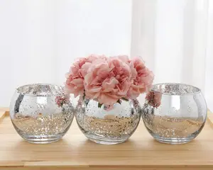 Set of 3 Same Size Bling Vase round  Silver Vase  Table Vase Party Vase, Wedding , Centerpiece Lynnsdecor