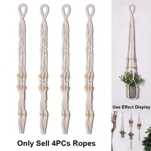 (4-Pack) Indoor and Outdoor Hanging Plant Pots with Cotton Rope Woven Pots