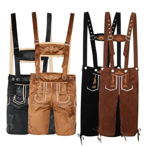 German Oktoberfest Costumes Adult Men's and Women's Brown Black Suspender Pants Festival Men and Women's Play Costumes