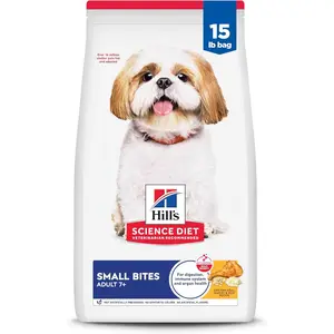 Senior Dry Dog Food Small Bites Chicken Meal Barley Rice Adult 7 Plus 15 lb Bag