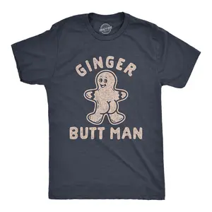 Mens Ginger Butt Man T Shirt Funny Christmas Saying Secret Santa Gift Graphic Tee Mens Funny T Shirts Cool Vintage Fashion T-Shirt Gift Classic Menswear Christmas Apparel for Men Funny Nerd Short Sleeve Novelty Navy