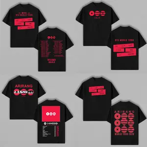 BT21 2026 World Tour Kpop Graphic Tees, 7 Member Korean Pop Concert Tour T-Shirt, Double Printed Reunion Fan Shirt, Oversized Casual Crewneck, Soft Cotton Unisex Streetwear Tee, Music Lover Gift for Kpop Fans
