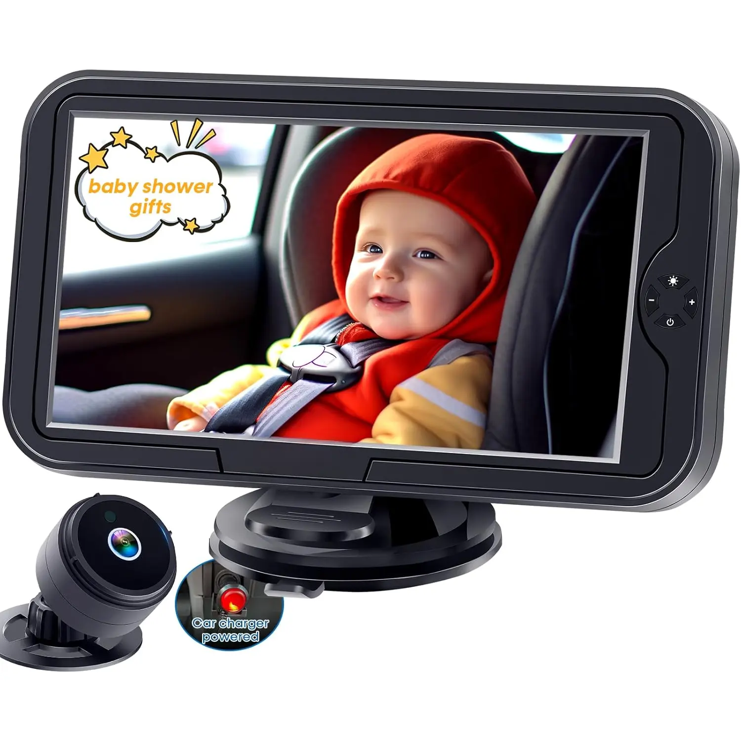 Camera for Backseat 1080P - Plug and Play, HD  Night Vision, Easy to Install, 360? Rotation, Wide View Angle, Protect 's Eye - Rear Facing Carseat Camera for , ,