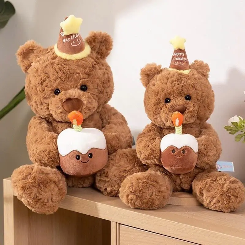 Jellycat Birthday Teddy Bear Plush with Smiling Cake & Candle, Soft Brown Stuffed Animal Birthday Gift for Kids, Girls & Bear Lovers