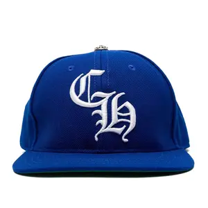 Chrome Hearts Unisex Snapback Cap, Blue-and-White Baseball Hat with Embroidered CH Emblem Logo, Fashion Clothing Accessory