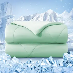 Cooling Comforter  Size, Double-Sided Cold Tech Fabric Quilted Bed Comforters Cooling Blanket for Hot Sleepers, Breathable Lightweight Summer Bedding, All-Season Ice Blanket, Sage Green