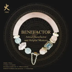 Natural Madagascar Rose Quartz Aquamarine Crystal Bangle Bracelet for Attracting Benefactor & Helpful Mentors Enhance Social Luck and Relieve Anxiety