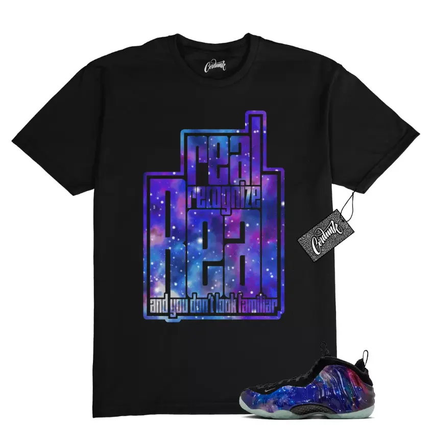 Galaxy Foamposite One Zoom Rookie Obsidian Black Anthracite T Shirt Match RRR, Foamposite One Galaxy Outfit, Graphic Tees, Womenswear Top T-Shirt