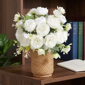 Vintage Artificial Peony Bouquets, Fake Peony Flowers, Silk Floral Arrangements, Faux Flowers for Vase, Table Centerpieces, Wedding Decor