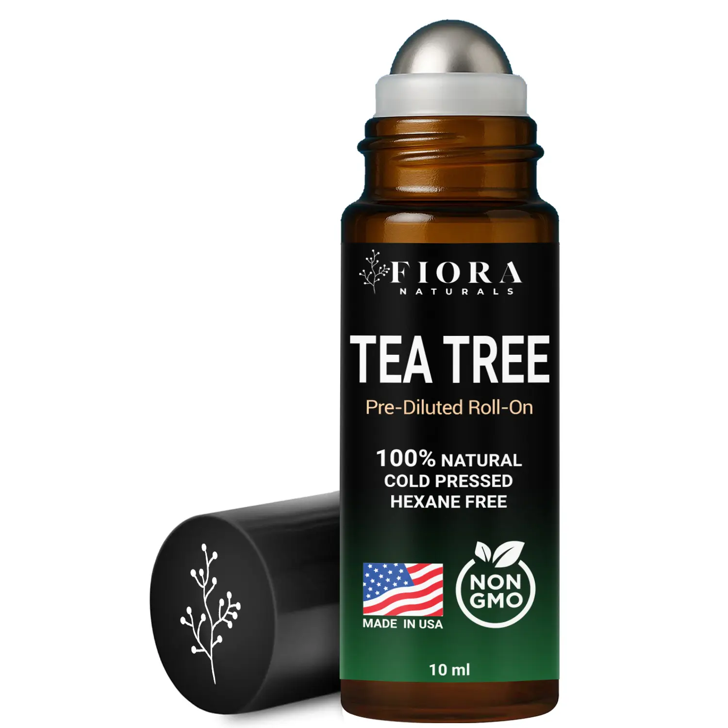 FIORA NATURALS Tea Tree Oil Roll-On - Anti-Acne Care for Acne-Prone Skin, Skin Repair for Nails & Cuticles, Blemishes & Blackheads Treatment (Scalp Use)
