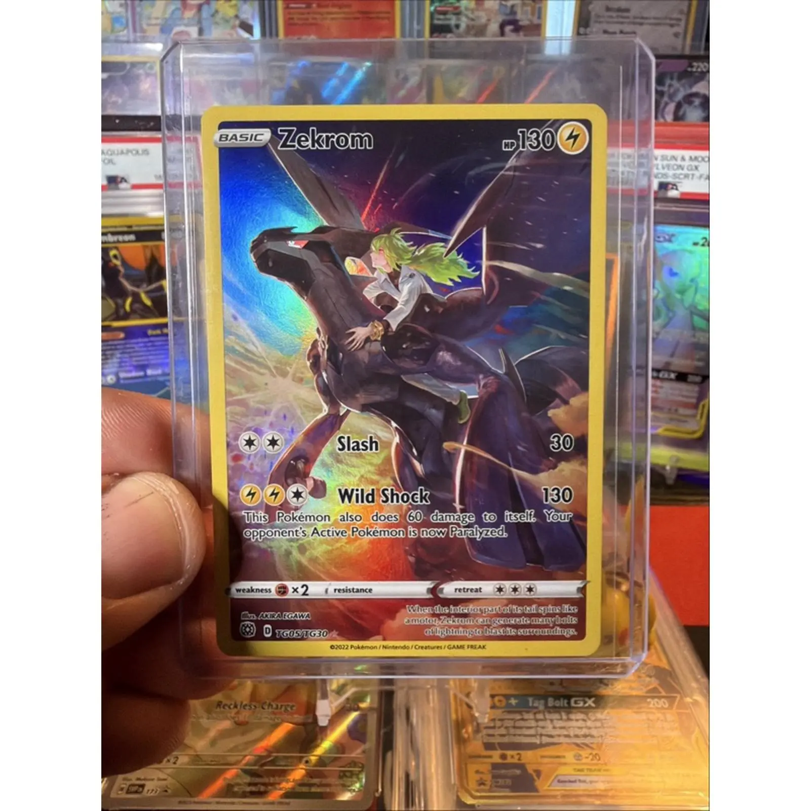 Pokémon TCG Zekrom TG05/TG30 SWSH09 Brilliant Stars TG Full Art Holo Card with Slash and Wild Shock Abilities