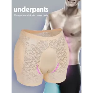 M-2XL Men'S Sexy Gaff Panties Shaper Crossdressing Transgender Lace Underwear Boxer Short Hip Shapwear For Cosplay Daily Wearing
