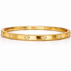 Golden Blossom Charm Bangle