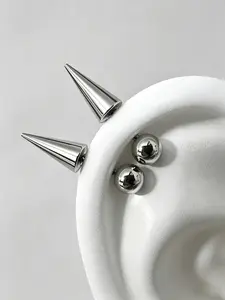 5pcs Devil Ear Elf Earrings, Stud Earrings, Punk Style Earrings, Titanium Steel Punk Rivet Ear Jewelry, Unisex Piercing Accessories, Unique Fashionable Body Art