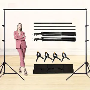 Background stand, equipped with 3 horizontal bars and 4 clips, an adjustable photography background stand set, suitable for photography, video studios, birthday parties, weddings and other occasions.