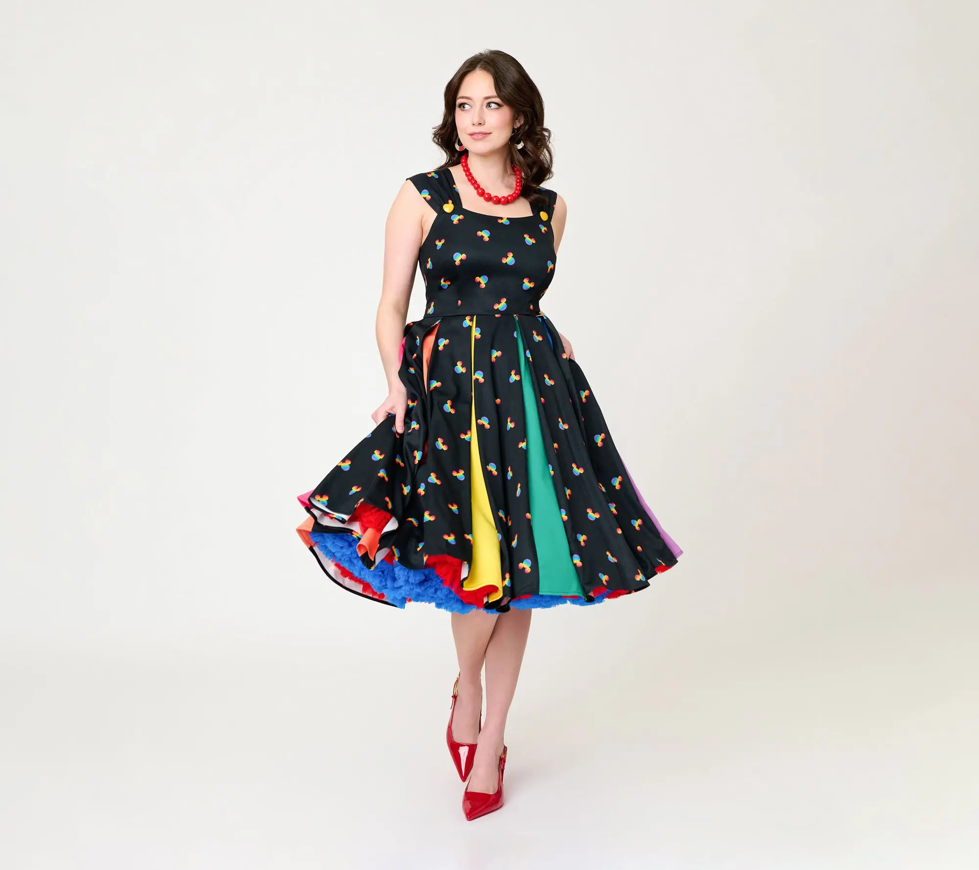 Disney Pride by Unique Vintage Black & Rainbow Mick Dress