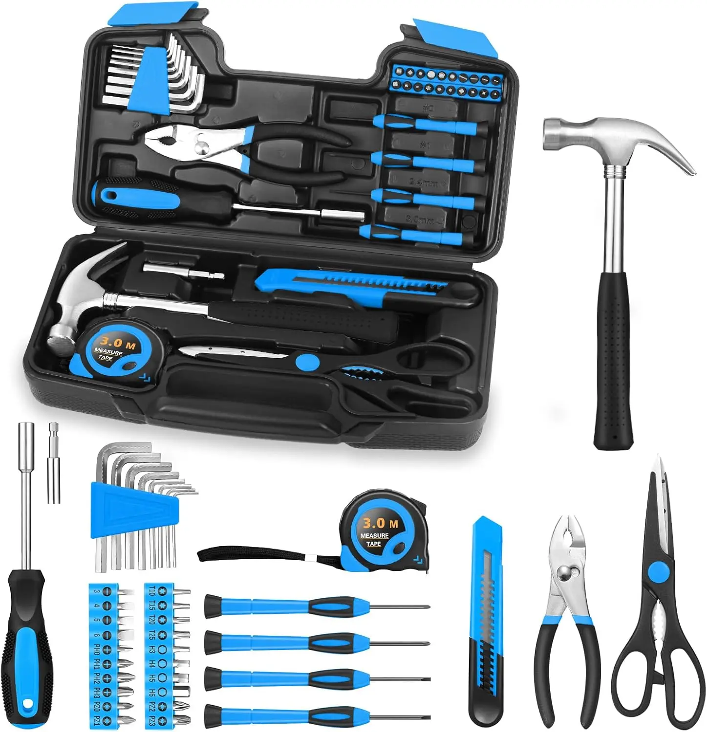 39-Piece Home Tool Kit, Basic Household Repair Tool Set with Portable Storage Case for Home, Garage & Dorm