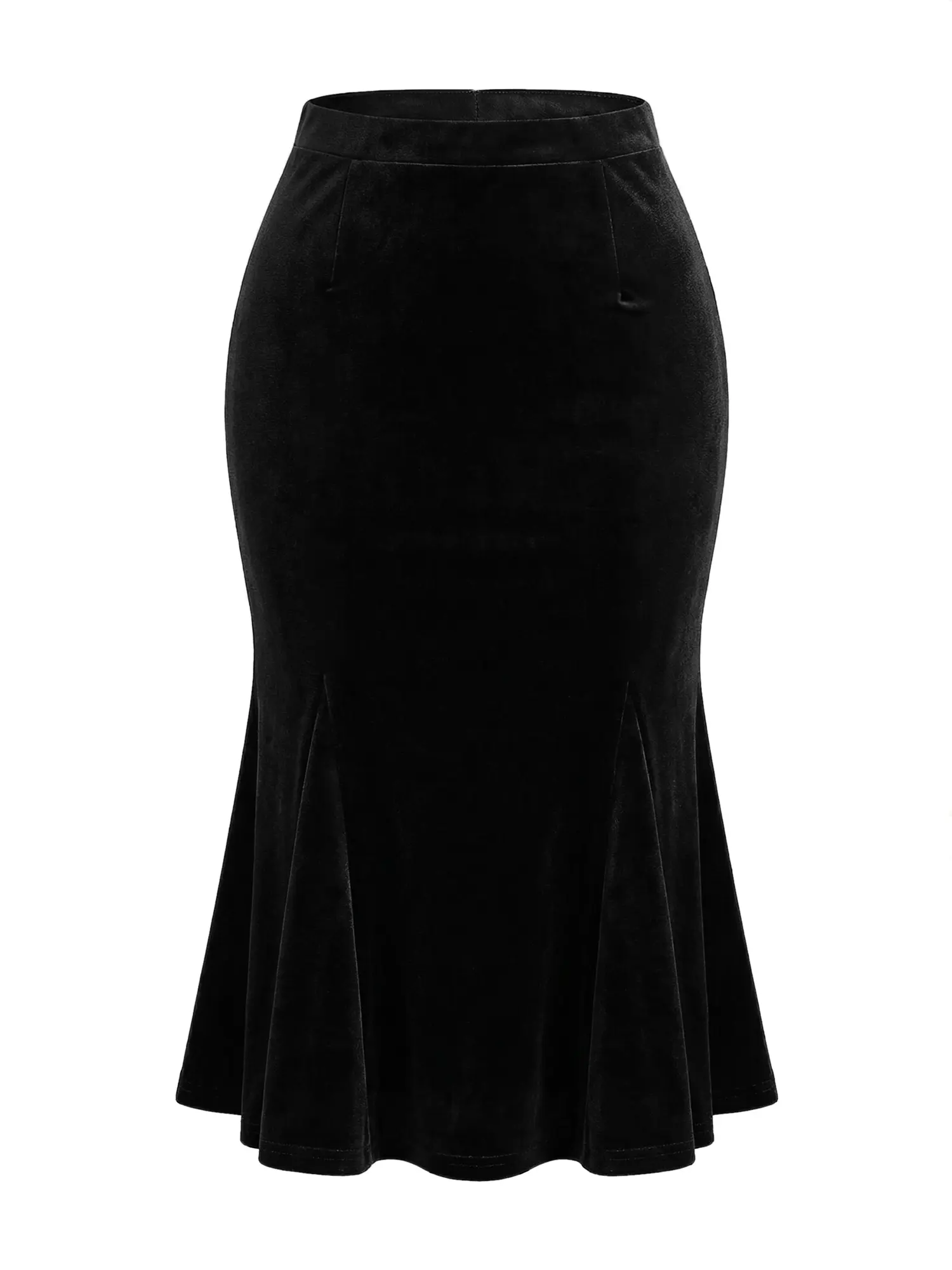 INSPIRE CHIC Vintage Retro Elastic Waist Velvet Fishtail Mermaid Bodycon Skirt