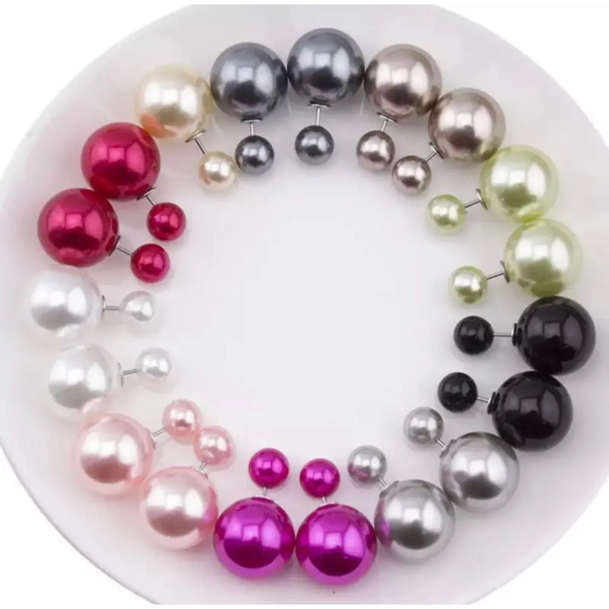 Metallic Double stud earrings