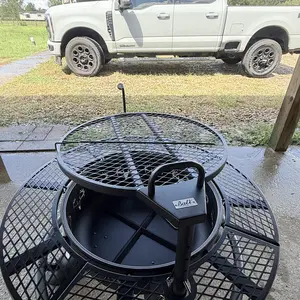 BALI OUTDOORS 2-in-1 Wood Burning Fire Pit with Removable Cooking Grill Black Ultra-Durable Iron Grate 360-Degree Rotation Adjustable Height for Heating and BBQ Christmas gift