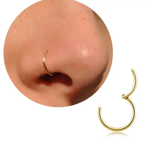 20G 18G 16G Hinged Nose Ring, 316L Stainless Steel Cartilage Hoop Earrings for Women & Men, Septum Ring, Lip Piercing Jewelry, Body Piercing Jewelry, 6mm/8mm/10mm Hinged Nose Hoops